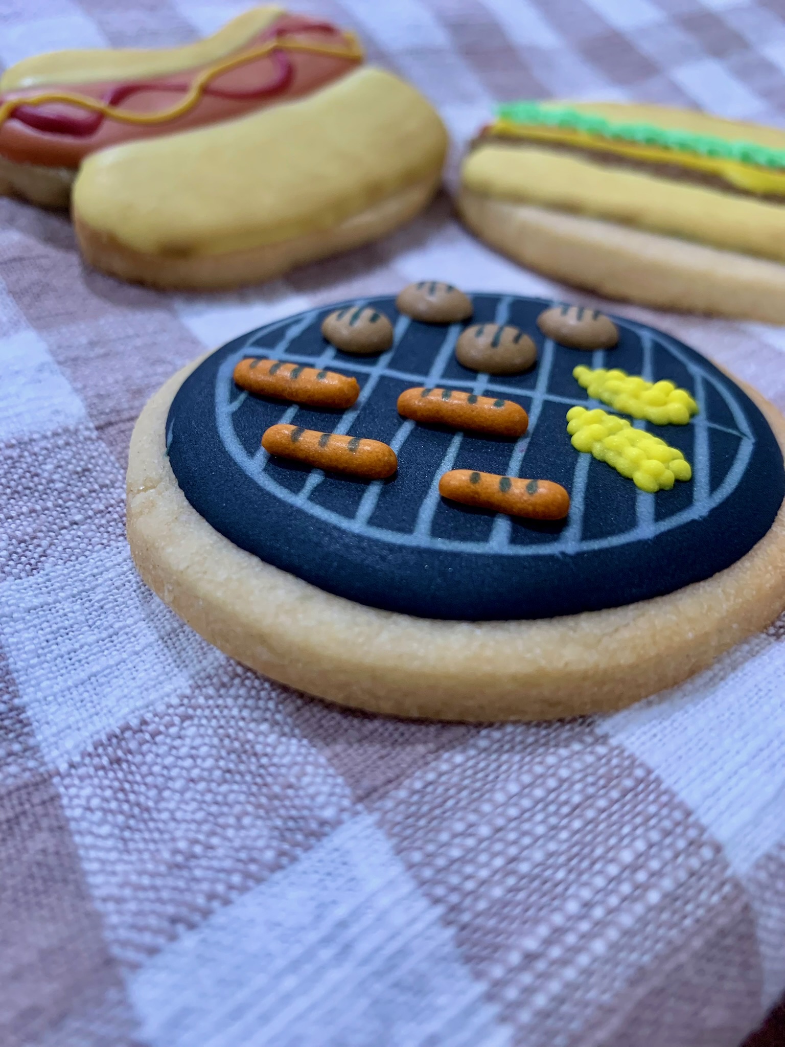 Sports and grill-themed cookies